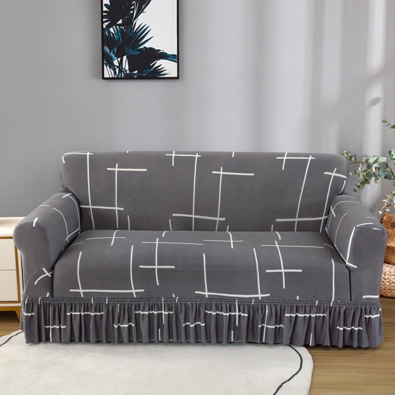 1/2/3/4 seater sofa Couch Cover with Skirt Durable Washable High Elastic Stretchable Easy Fit Universal Furniture Protector