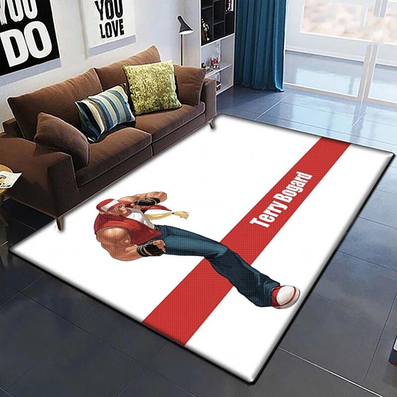 KOF Anime Krásný Malovaný Koberec do Obývacího Pokoje Velký Plošný Koberec Černý Měkký Koberec Domácí Dekorace Podložky Boho Koberce Piknik