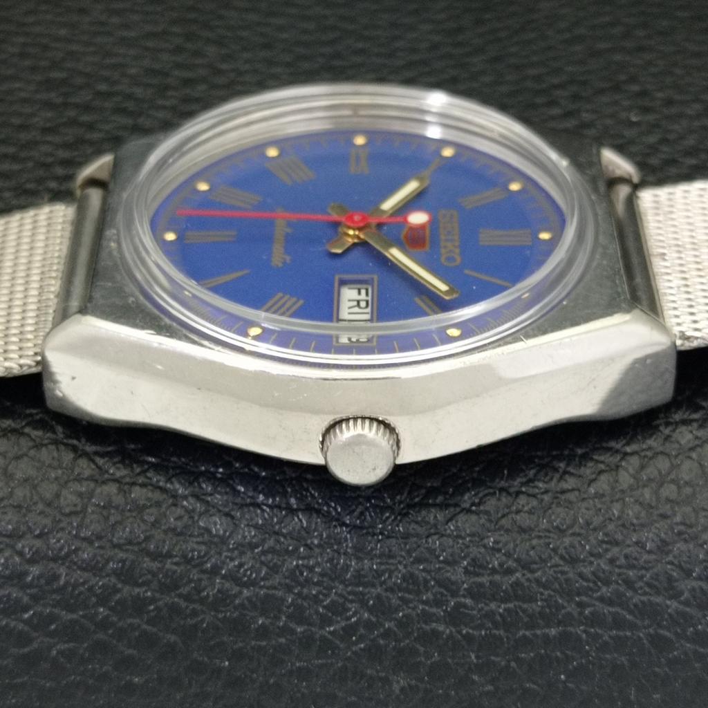 JAPAN VINTAGE SEIKO 5 AUTOMATIC 6319A MENS BLUE COLOR DIAL WATCH a701256-5 R206a-a701256