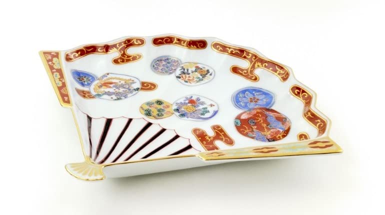 Rinkurou Kiln Old Imari Style Red Phoenix Fan Plate Plate Fan Hasami Ware Arita Luxurious OLDIMARI Gold Gold Present Souvenirs for Overseas New Day