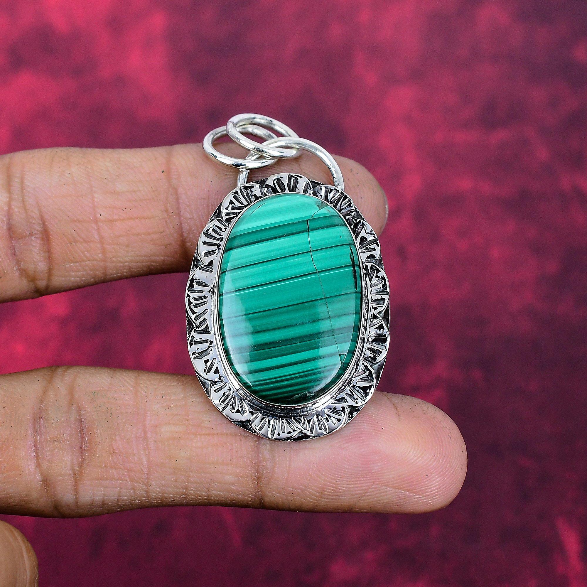 

Подвеска из малахита, серебряная подвеска 925 пробы. Подарок для женщин, подвеска ручной работы, ювелирные изделия из драгоценных камней 2.16 Inches