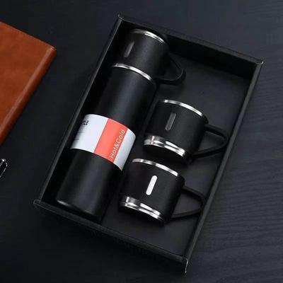 500Ml Gift Box Set Flask with 2 Cup Double-Layer Stainless Steel Vacuum Thermos Coffee Tumbler Travel Mug Water Tea Infuser Taza