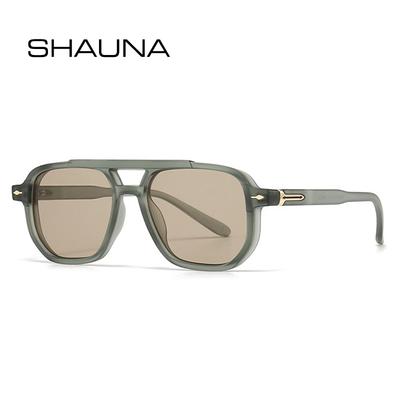 SHAUNA Retro Doppelsteg Quadratische Damen Sonnenbrille Shades UV400 Mode Herren Trendnieten Farbverlauf Sonnenbrille
