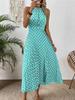European and American Women's Clothing Spring and Summer Fashion Printing Polka Dot Round Neck Long Dress Women's Dress