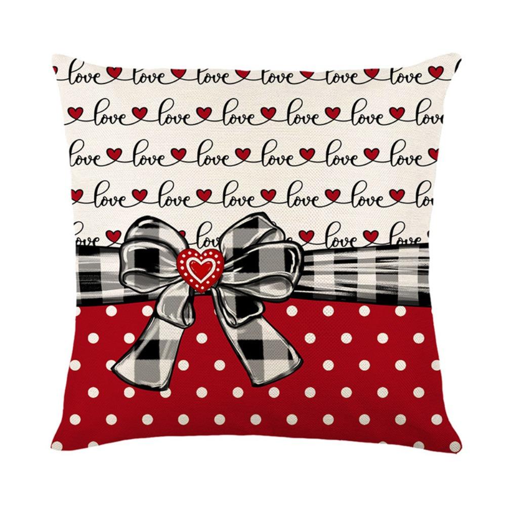 

Bow Letter Print Throw Pillow Cover Cute Heart Cushion Case Fashion Pillowcase 45*45cm-B