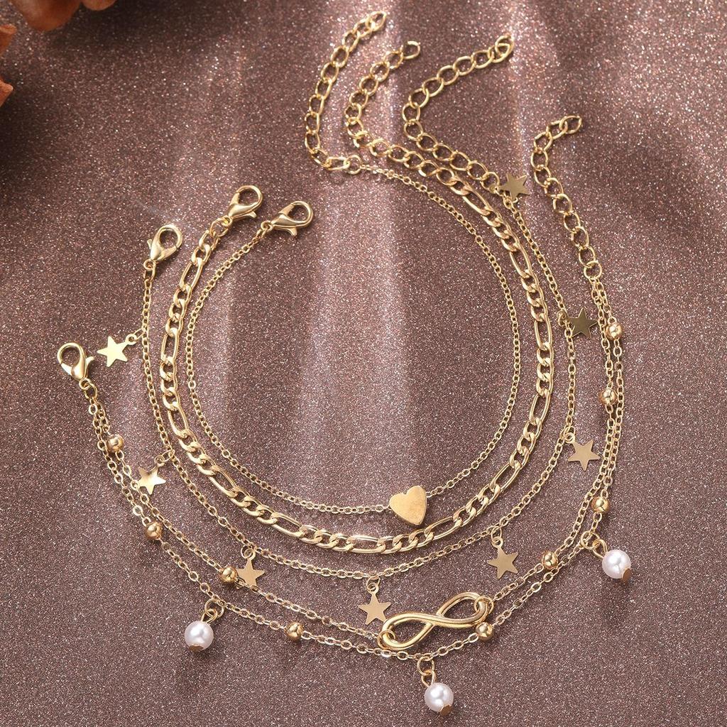 Imitation Pearl Beach Foot Chain Pendant Lucky Multi Layer Foot Chain001