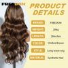 FREEDOM Synthetic Lace Wigs For Black Women 28inch Long Body Wave Middle Part Lace Wig With Bangs Ombre Blonde Brown Cosplay Wig