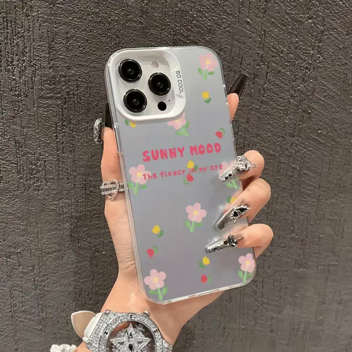 

Full Cover Silver Floral Case for Apple iPhone 17/16/15 Pro & 14 Pro Max/13/12 iPhone X