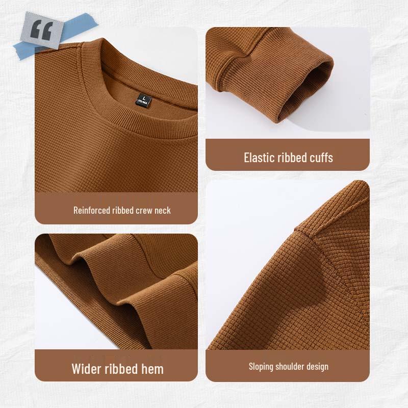 Jeanswest Men's Heavyweight Waffle Knit Crewneck Sweatshirt