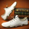 Newest Breathable Genuine Leather Shoes Men Loafers Casual Leather Soft Driving Smen'S Shoes Classic Flats Walking Lace-Up Footwear