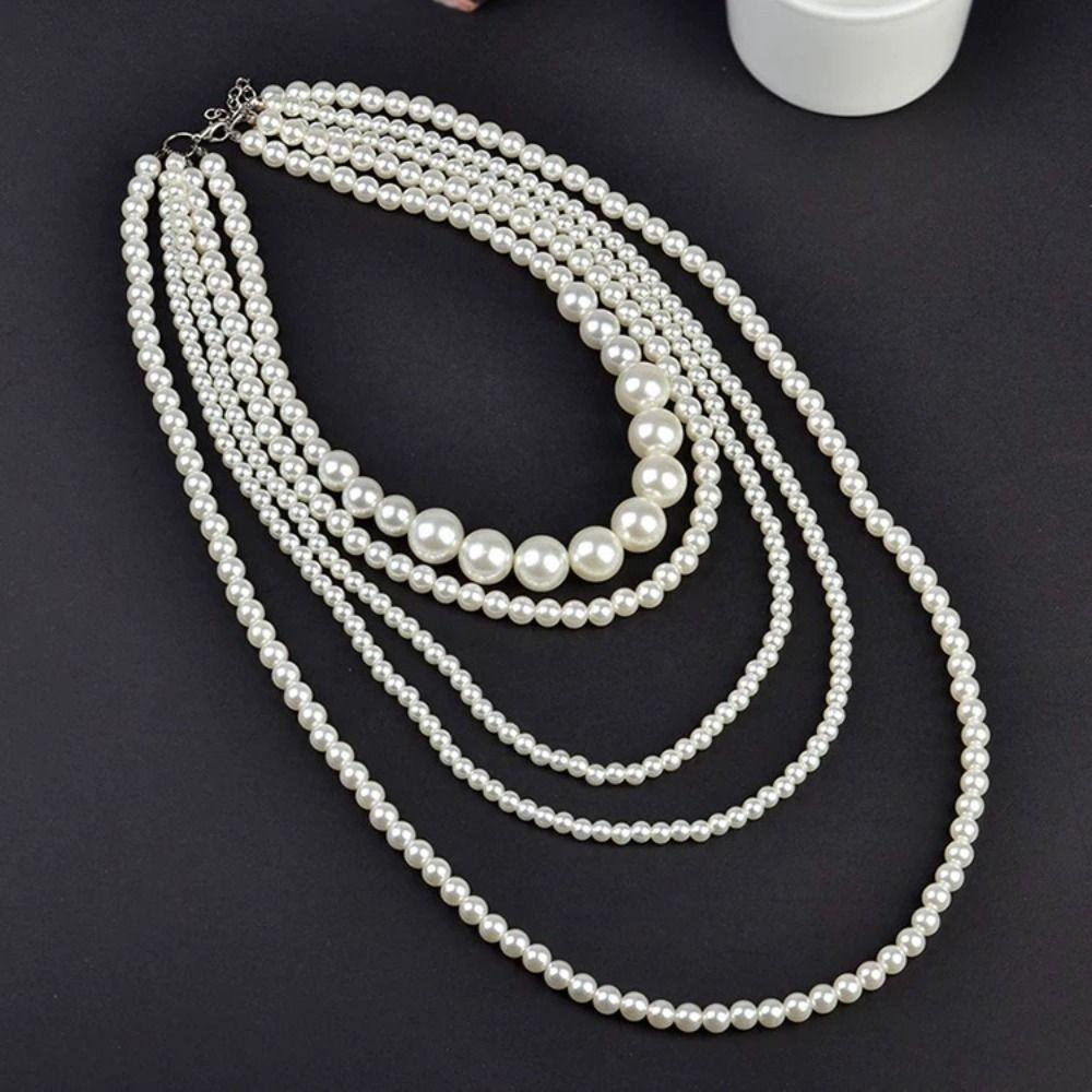 Charms Multi Layer Necklaces Luxury Exaggerated Necklaces Elegant Pearl Beaded Necklaces  Women