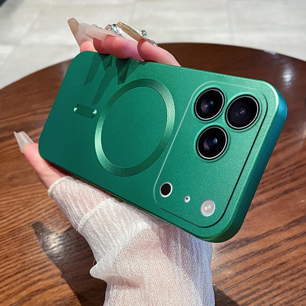 Desert Gold Metallic Paint Magnetic Charging Phone Case for iPhone 17 16 15 14 13 12 11 Pro Max Air Fine Hole Magsafe Soft Case