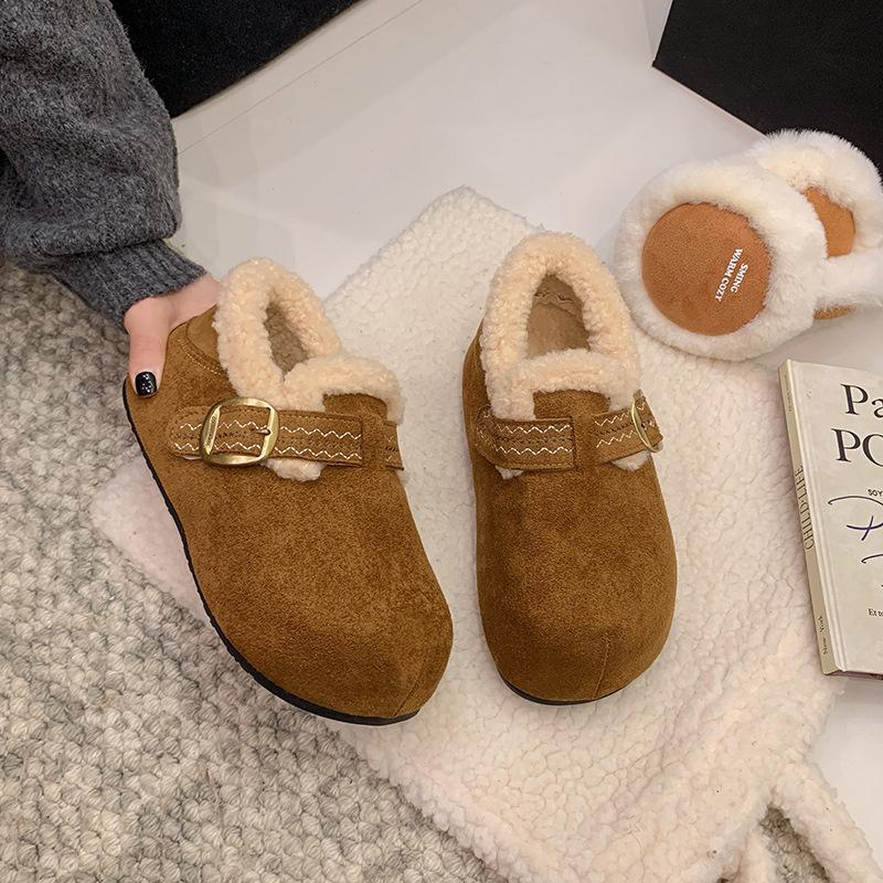 Women's fur one thick sole winter lightweight warm padded snow boots non-slip wear-resistant casual sneakers fur cotton boots