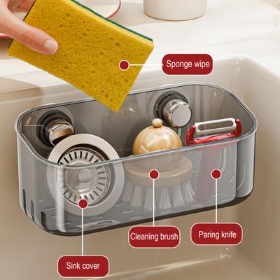 Sponge Holder Suction Cup Sink Corner Rack Large Capacity Strong Load-bearing Easy To Install Kitchen Sink Caddy Organizer
