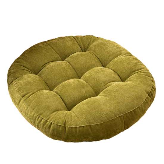 Stress Relief Hip Support Pillow Round Corduroy Chair Cushion, 16.5 Inch Ultra Soft Seat Pad, Plump Bread Style Cushion Washable for Floor Reading