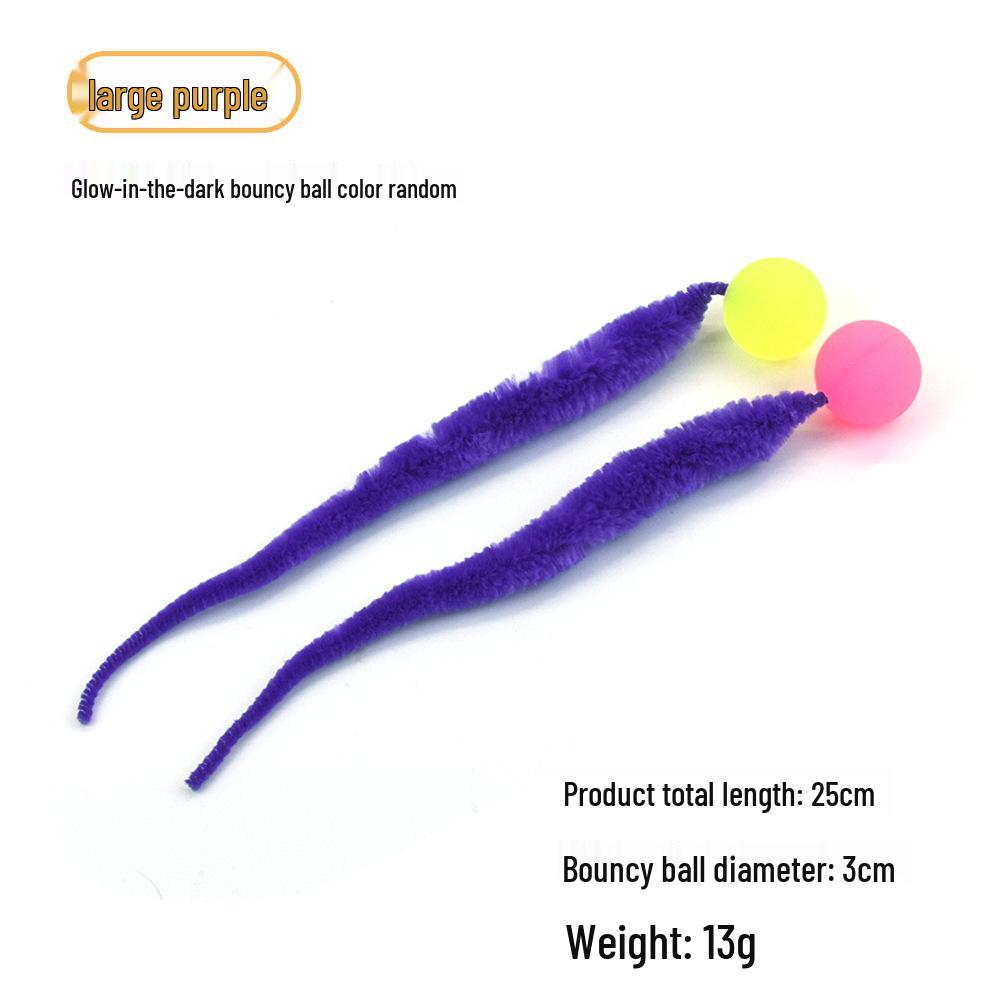Solid Color Elastic Ball & Caterpillar Teaser Stick Kitten Toy