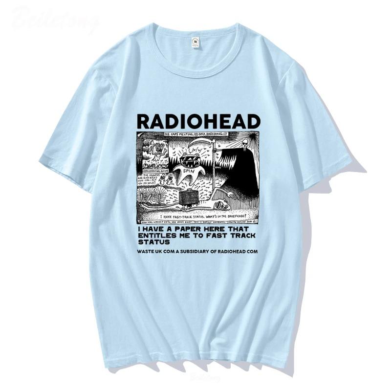 Radiohead T Shirt mężczyźni Vintage klasyczne koszulki wycieczka po ameryce północnej Rock Boy koszulki Hombre Hip Hop Unisex 100% bawełna ponadgabarytowe topy