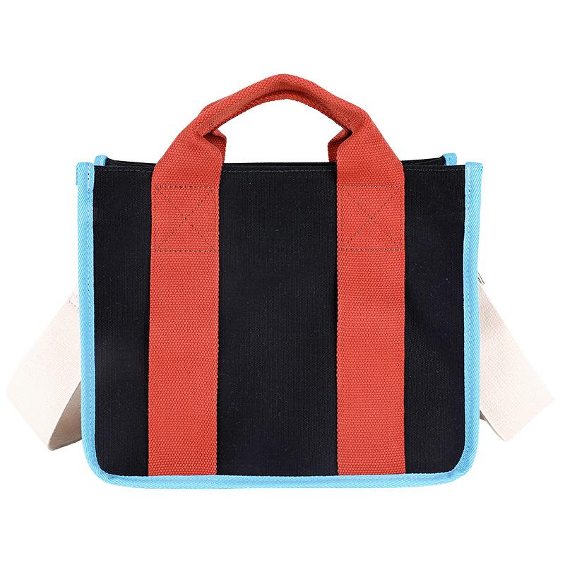 Canvas Bag Women's Fashion Contrasting Color Handbag Size Number Work Commuter Bag Korean Casual Messenger Bag Free Shipping