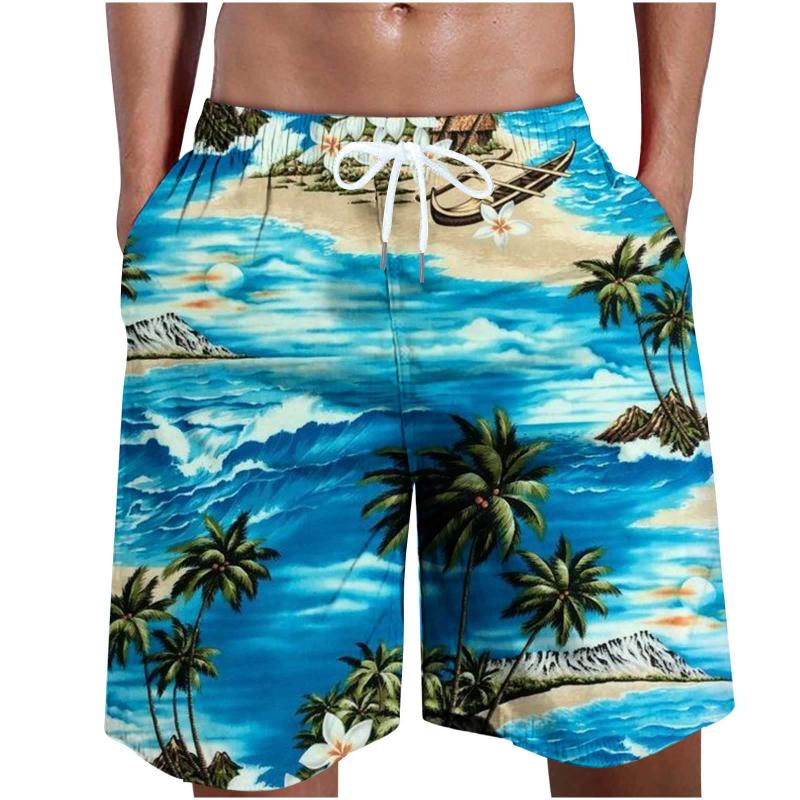 Summer Beach Shorts Fashion Hawaiian Vacation Casual Street Short 3D Palm Tree Printed Board Shorts Swim Trunks