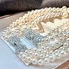 Vintage Multi-Layer Design Gypsy Artificial Crystal Pearl Sweater Chain Necklace Collarbone Chain