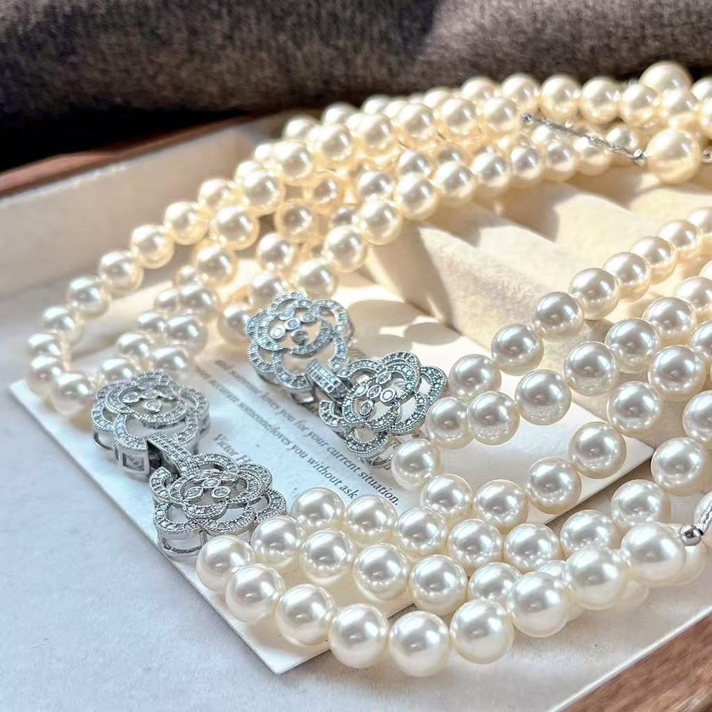 Vintage Multi-Layer Design Gypsy Artificial Crystal Pearl Sweater Chain Necklace Collarbone Chain