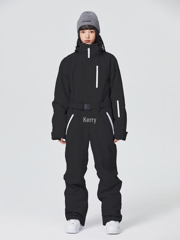 Women's Waterproof One-Piece Ski Suit: Warm, Thickened Snowboard Gear for Outdoor Skiing