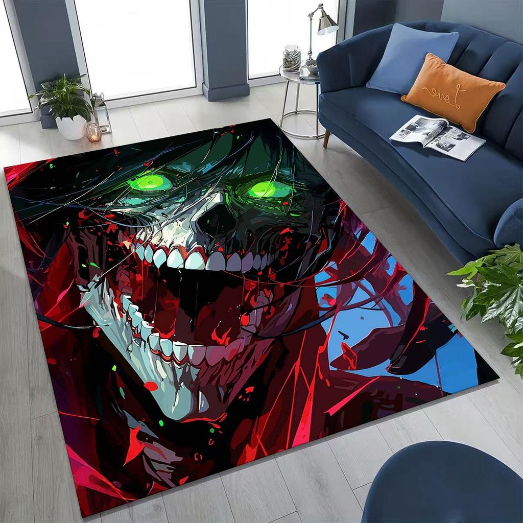 2026 New Anime Attack on Titan Eren Mikasa Cartoon Rug for Bedroom Living Room Sofa Home Doormat Decor,Kids Non-slip Floor Mat