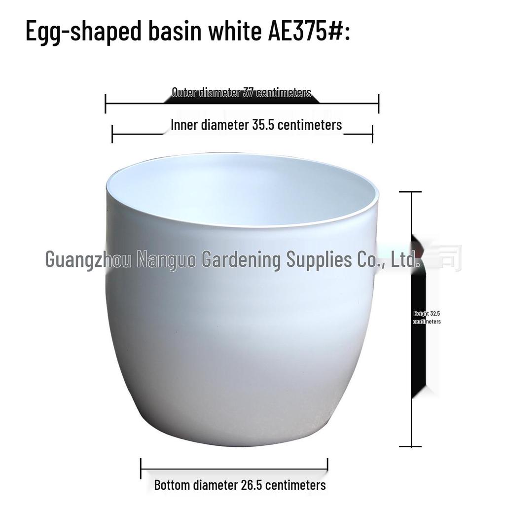 Egg-Shaped Resin Flower Pot - Large White/Black for Indoor Plants