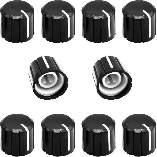 10Pcs 6mm D Type Potentiometer Control Knobs, Plastic Volume Audio Mixer Bass Tone Rotary Knob,for Encoder Electric Guitar Speaker Board DJ