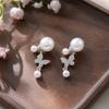 Silver Needle Vintage Rhinestone Butterfly Pearl Tassel Earrings for Women - Elegant and Versatile Fashion Studs