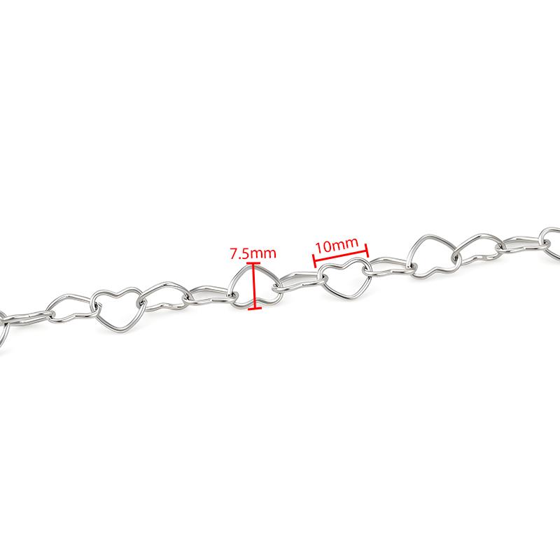 JIAYE Custom Multi-size Stainless Steel Heart Chain Roll Non Tarnish Finding for Women Waist Bracelet Necklace Jewelry Making