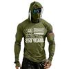 Men's Casual Raglan Sleeve Hooded Long Sleeve Sun Protection Shirt Lightweight Breathable Outdoor Activewear with Face Cover