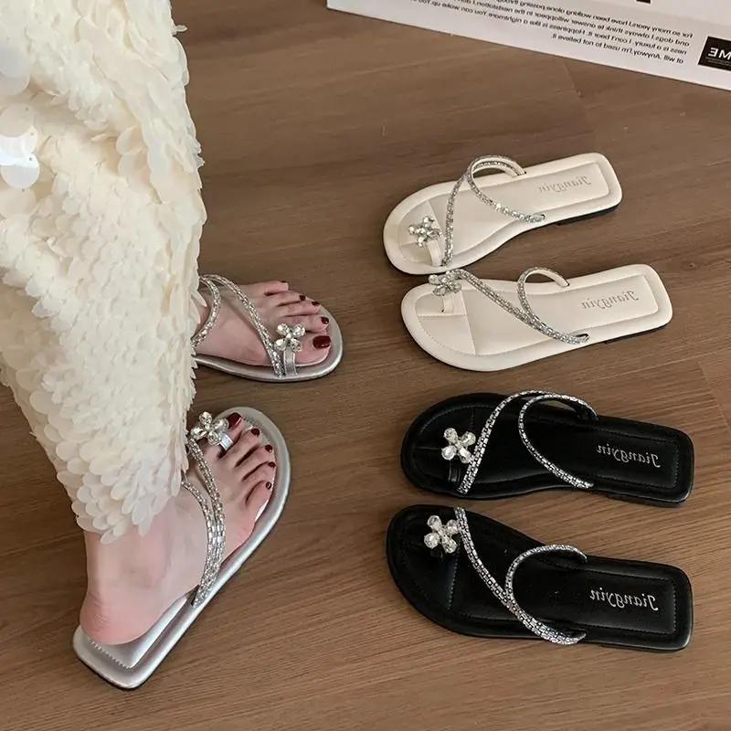 Fashion Woman Slippers Outside Rhinestone Shoes for Women Elegant and Fashionable Pvc Sandals Wholesale Casual Unique Original 39 Slides