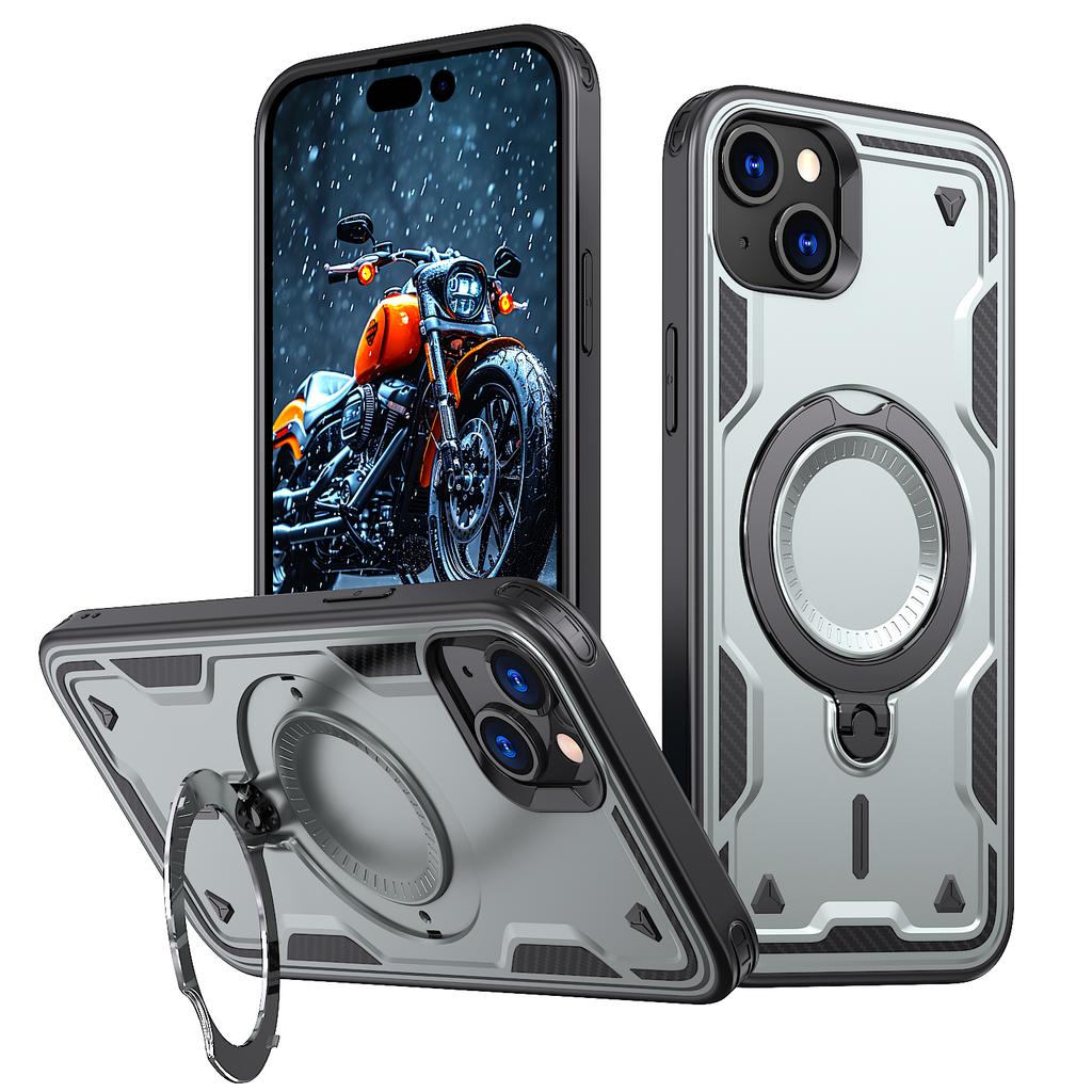 For iPhone 15 Plus Case Compatible with MagSafe Military Protection PC+TPU Kickstand Phone Cover