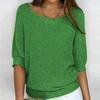 Solid Color Knitting Sweater O-Neck 44989 Sleeve Loose Fit Pullover Tops Knitwear