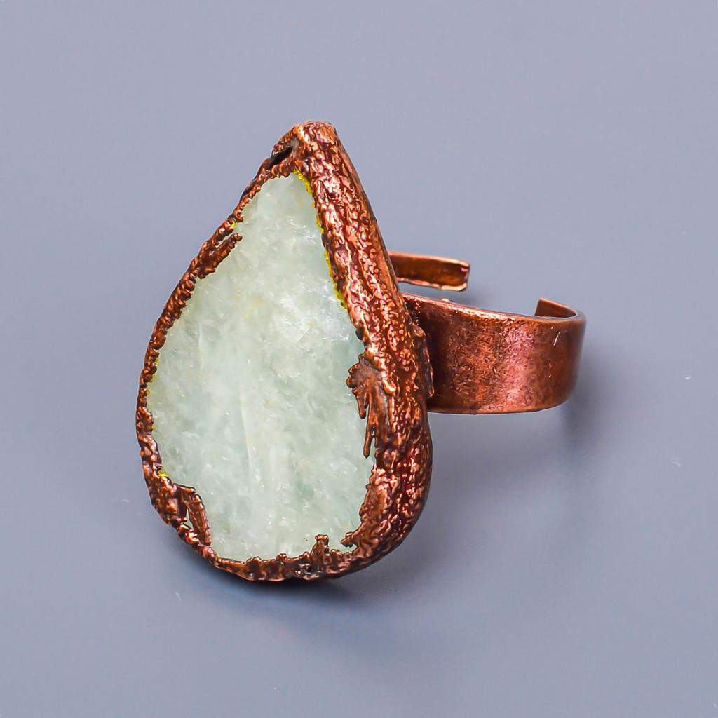 Aquamarine Stone Eternity Engagement Best Friend Gift March Promise Ring Copper V-13