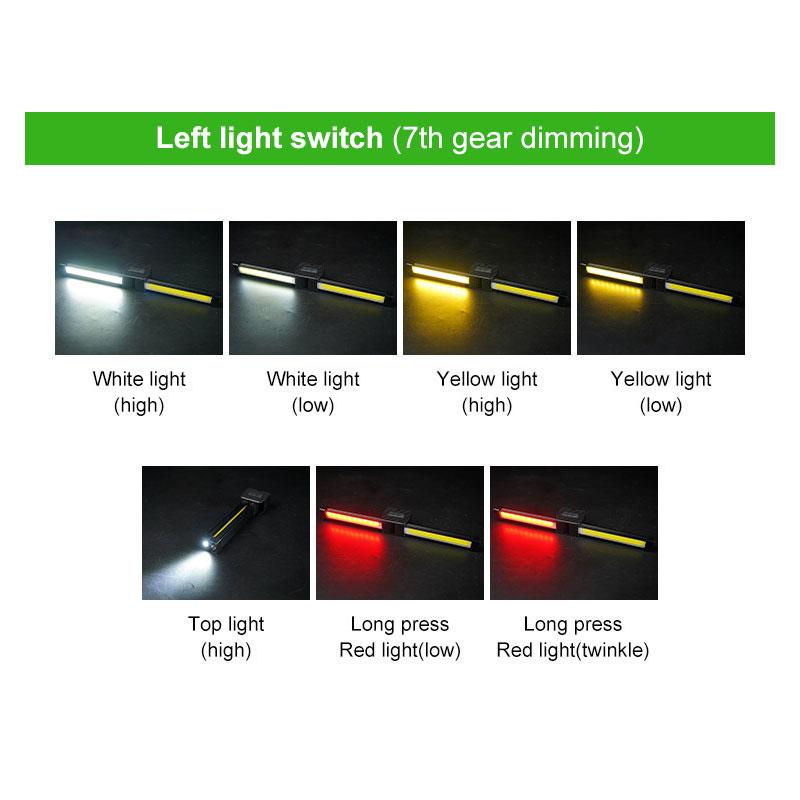 Rechargeable LED Work Lights 6 Modes Foldtable Flashlight with Magnetic Hanging Hook Type-C USB Charging for Camping Car Repair Workshop Emergency