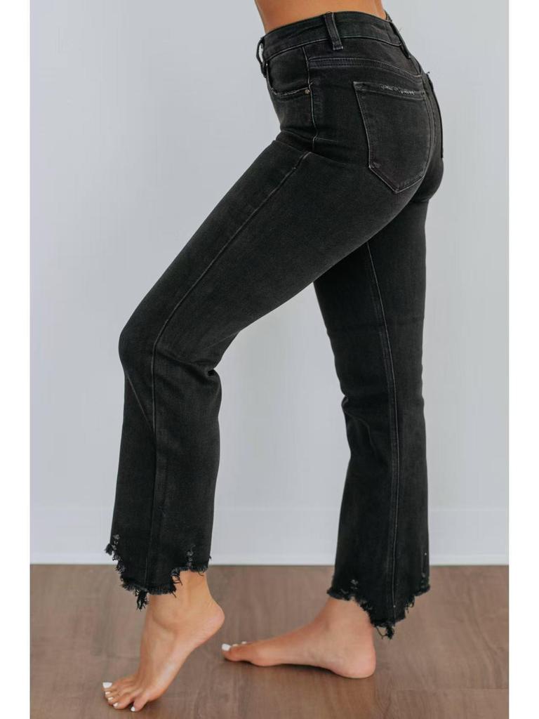 2025 Sommer High Waist Schlankmachende Lässige Denim Cropped Hose