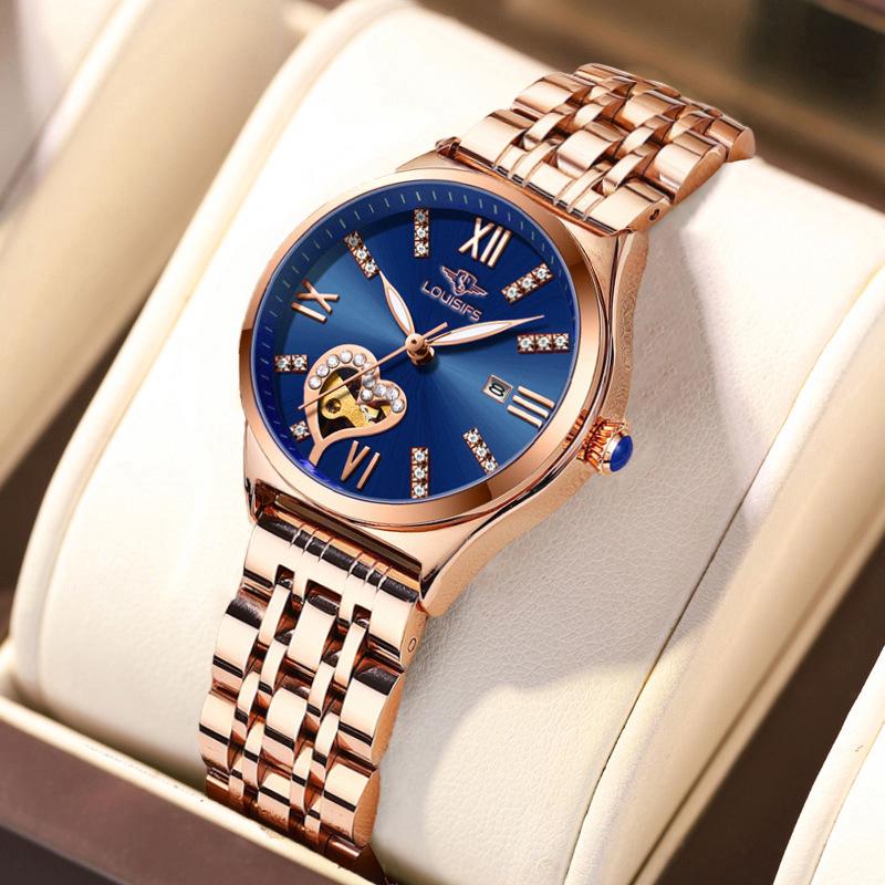 Louis Vanson Women's Luminous Diamond-Set Waterproof Calendar Watch – Popular Style