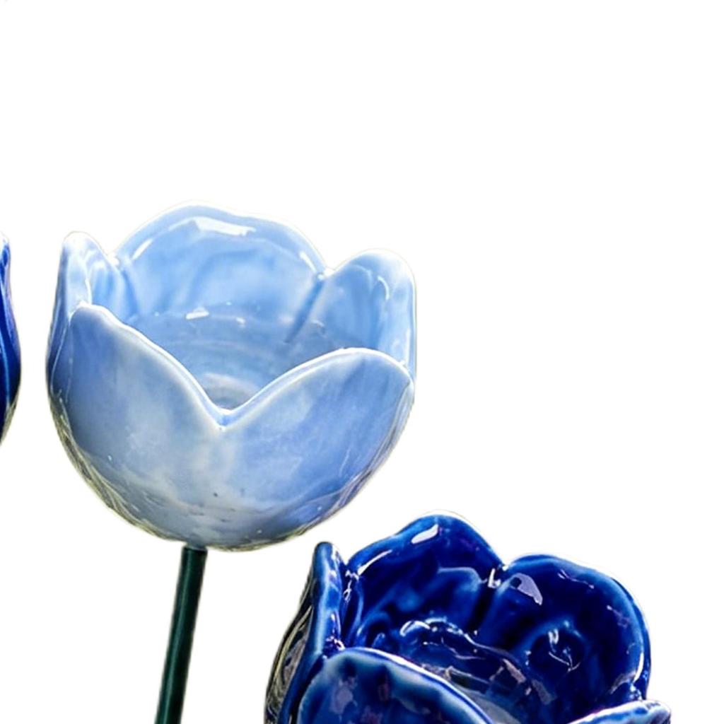 4PCS Ceramic Bee Watering Cups, Handmade Flower Shaped Garden Decor, Butterfly Hummingbird Drinking Station for Outdoor Yard