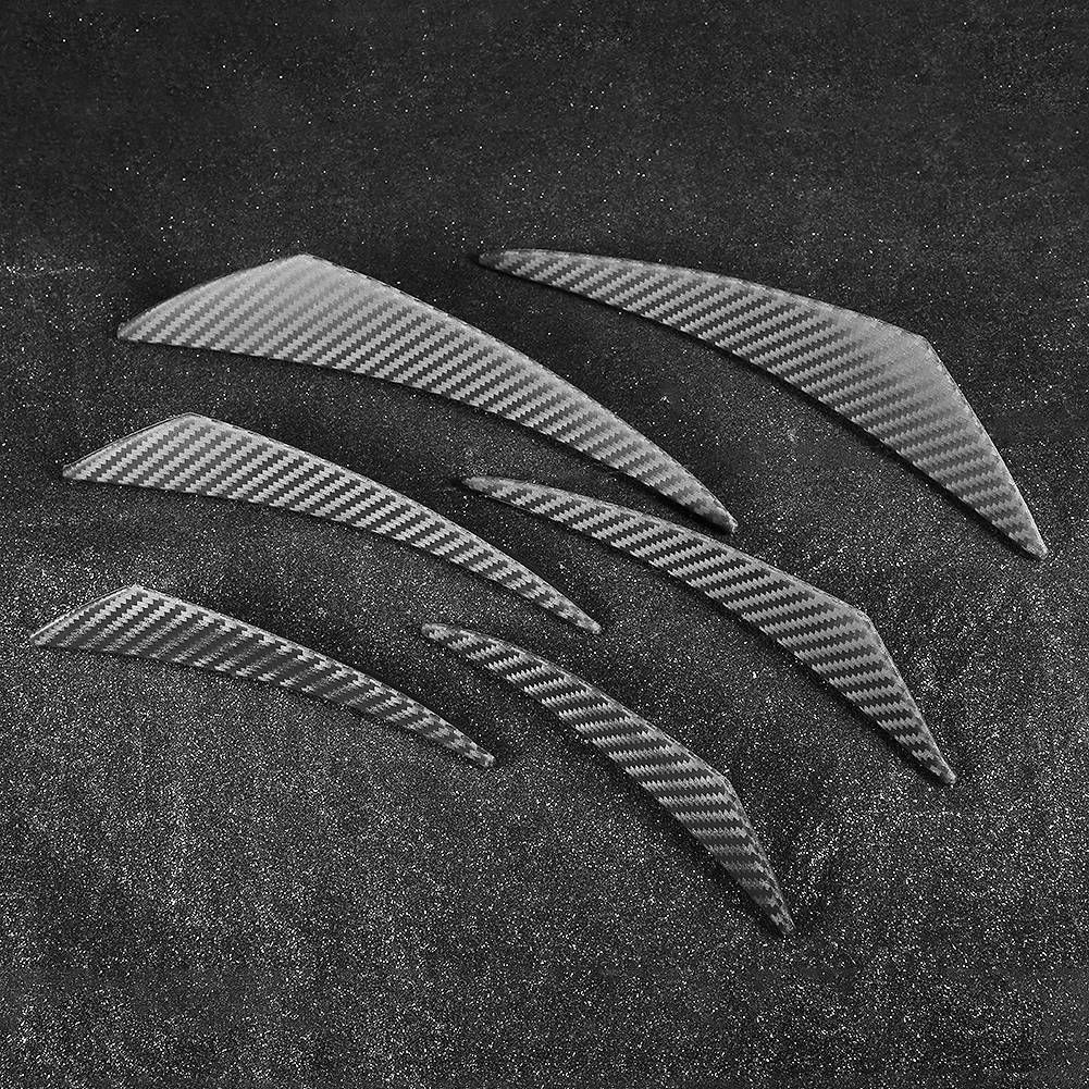 6pcs Carbon Fiber Texture Car Bumper Fin Canard Splitter Diffuser Valence Spoiler Lip