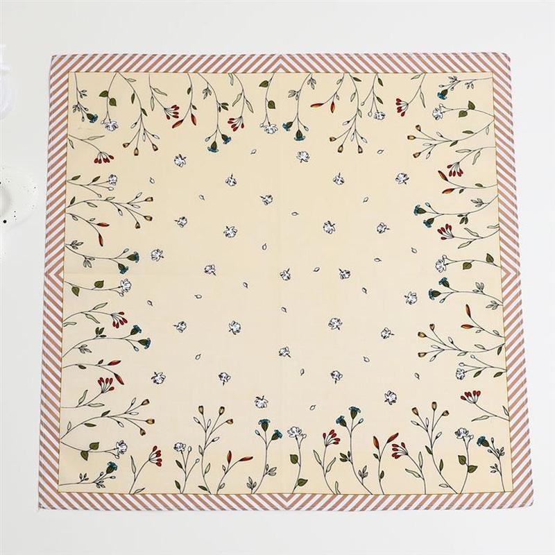 3Pcs Handkerchief Reusable Sweat Bandana Absorbs Water Women Hankies Thin Printing Flower Pure Cotton