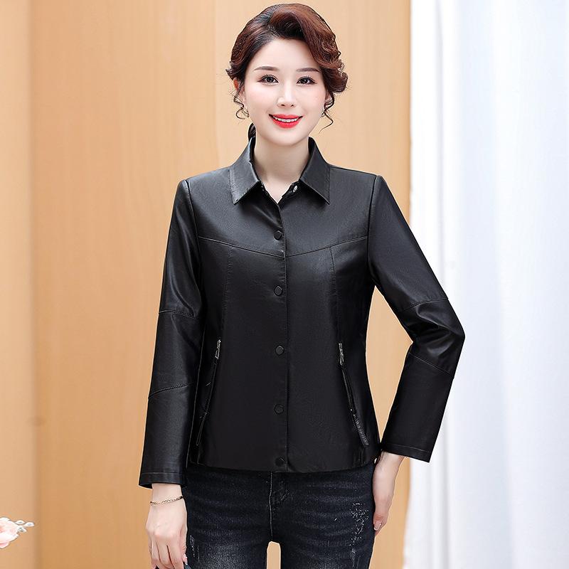 

Темпераментная куртка женская кожаная куртка середина осени и зимы короткая куртка топ 5XL чёрный