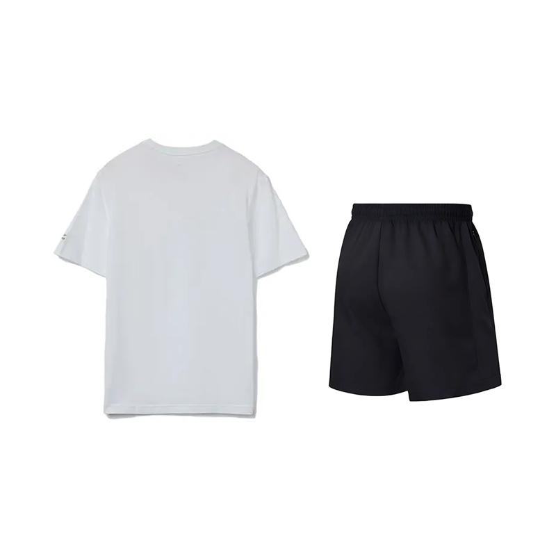 Li-Ning Embroidered Logo Round Neck Pullover Short Sleeve Fashion Breathable Versatile Shorts Casual Sports Suit Unisex suit AHST821-1+AKSV843-1