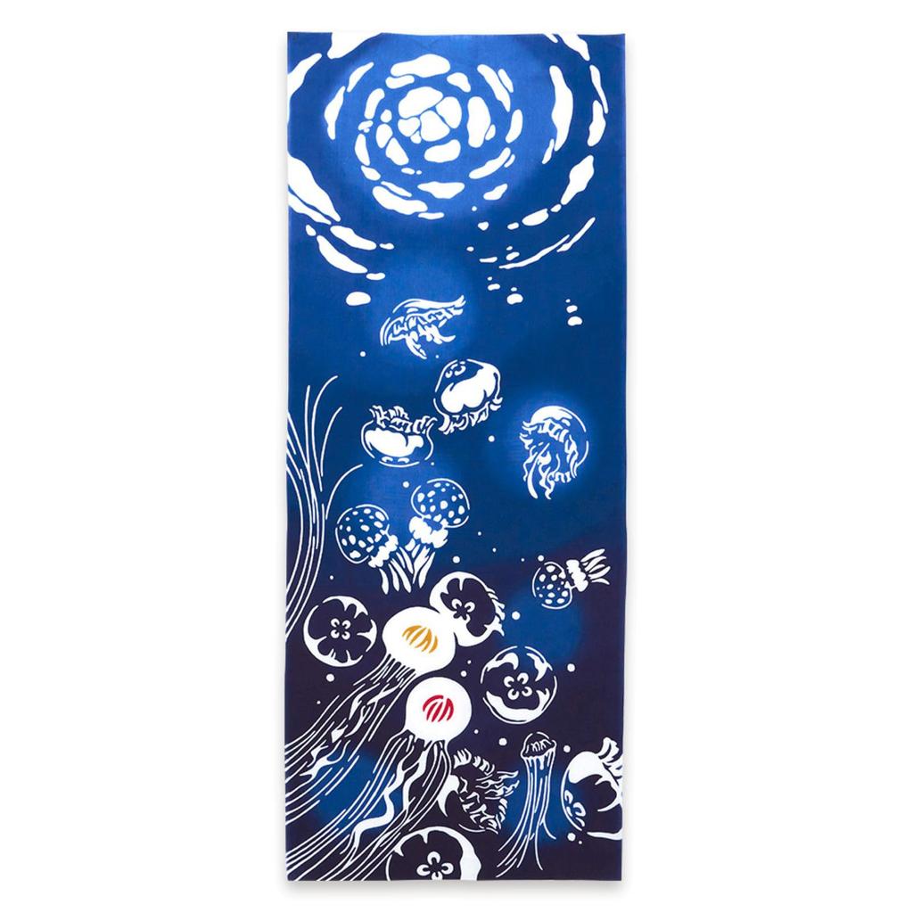 Miyamoto Towel Kenema Tenugui Hand Summer Jellyfish Made in 35 x Product Number 50212 Towel, Design, Japan, Navy, Approx. 90cm,