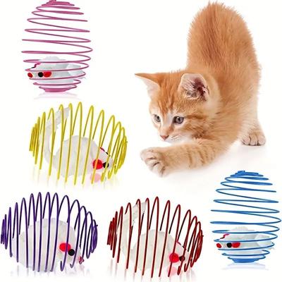 Koule na hračky pro kočky Legrační natahovací hračky Kitten Springs Interaktivní krysy v kleci Pojízdné kuličky pro kočky Náhodné barvy Příslušenství pro kočky Domácí mazlíčci