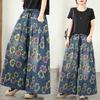 DIMANAF 2026 Summer New Plus Size Women Jeans Elastic Waist Long Pants Floral Loose Casual Denim Cotton Trousers Print