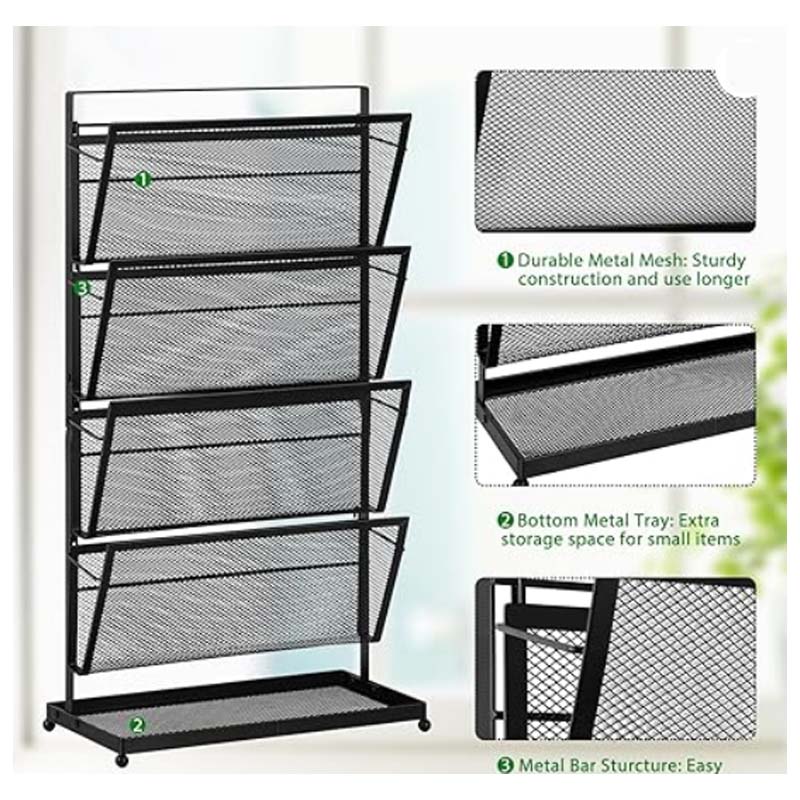 File Organizer Desk Vertical File Folder Holder Standing Mail Organizer Countertop Paper Office Desk Organizer and Accessori