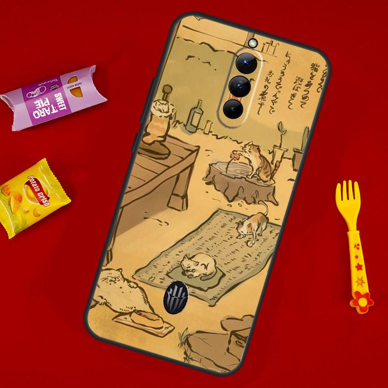 Japanese Cat Drink Pattern Phone Case For ZTE Nubia Red Magic 11 Pro Plus 10 10S 9 9S 8 8S 6S 7S 6 7 Pro 10 Air Cover