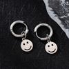 2/4/6pcs Stainless Steel Silver Smiling Face Round Face Men Pendant-shaped Ring-shaped Pendant Earrings with Hook- Pierced